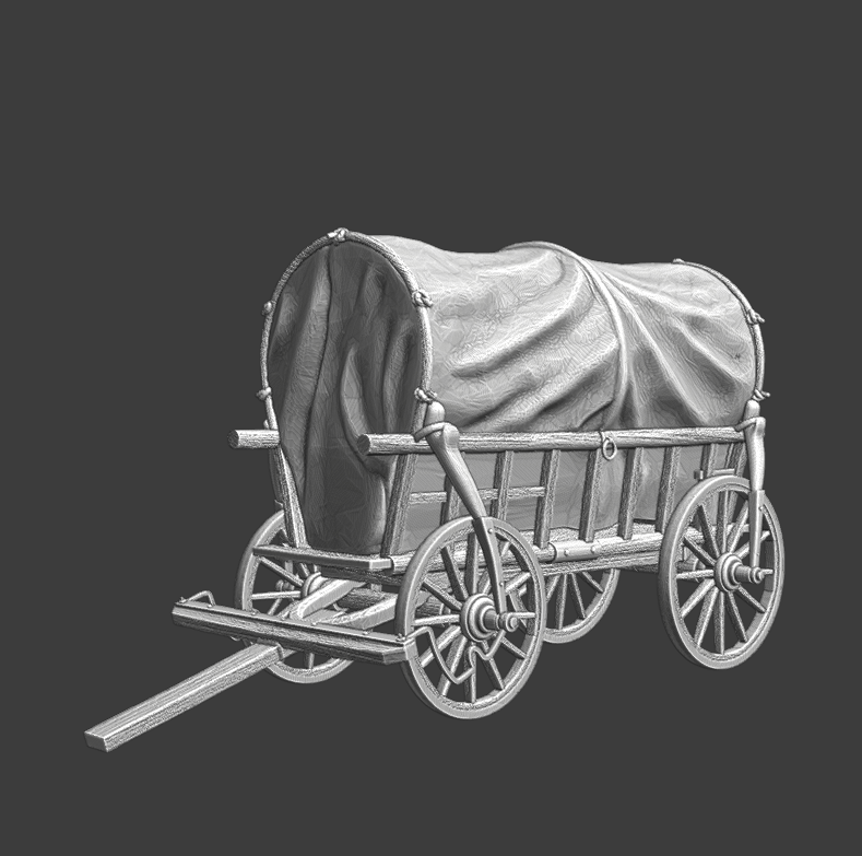 Medieval Wagon with cover - Wargaming model